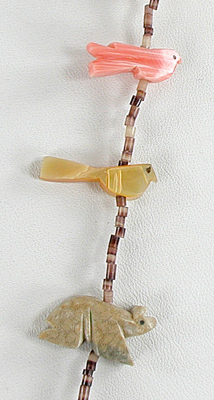 mixed stone animals and heishi necklace 28 1/2 inches long