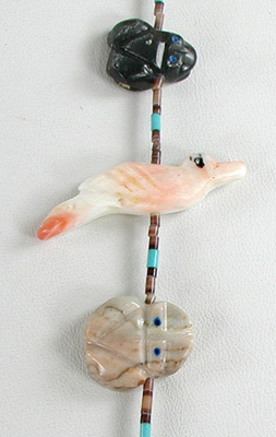 mixed stone animals and heishi necklace 30 1/2 inches long