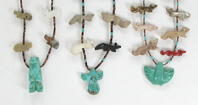 lot of three mixed stone animal and heishi necklaces