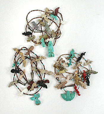 lot of three mixed stone animal and heishi necklaces