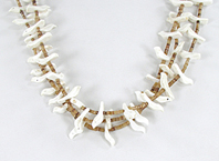 olive shell heishi and white shell birds necklace 29 1/2 inches long