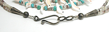 olive shell heishi and white shell birds necklace 30 1/2 inches long