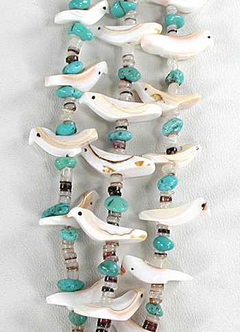 olive shell heishi and white shell birds necklace 30 1/2 inches long