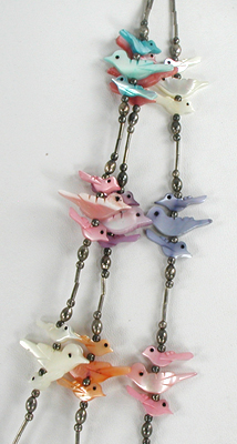 3-strand shell birds necklace 24 1/2 inches long