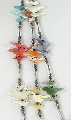 3-strand shell birds necklace 24 1/2 inches long