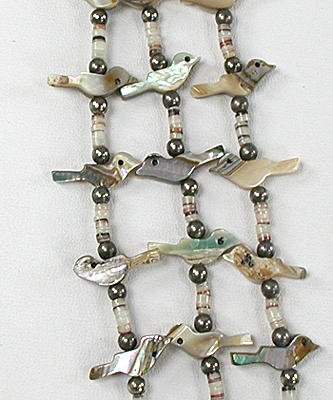 3-strand abalone birds necklace 26 1/2 inches long