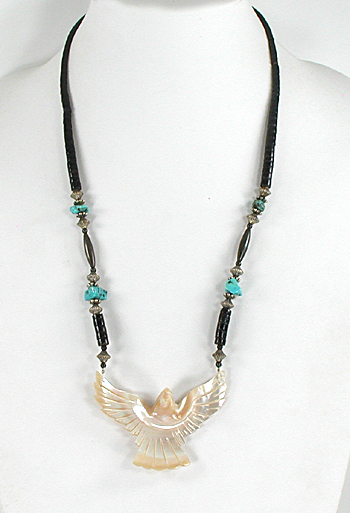 mother of pearl bird necklace 24 1/2 inches long