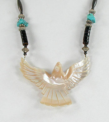mother of pearl bird necklace 24 1/2 inches long