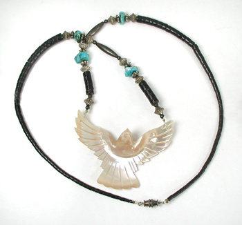 mother of pearl bird necklace 24 1/2 inches long