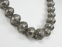 Graduated Stamped sterling silver Bead Necklace 22 1/2 inches long