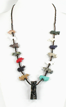mixed stone animals and heishi necklace 29 1/2 inches long