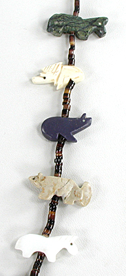 mixed stone animals and heishi necklace 29 1/2 inches long