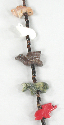 mixed stone animals and heishi necklace 29 1/2 inches long