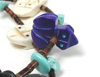 mixed stone frogs and heishi necklace 23 inches long