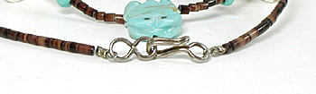 mixed stone frogs and heishi necklace 23 inches long