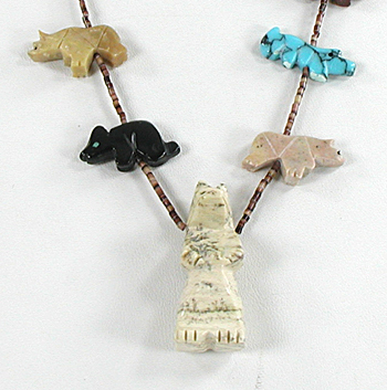 mixed stone animals and heishi necklace 28 inches long