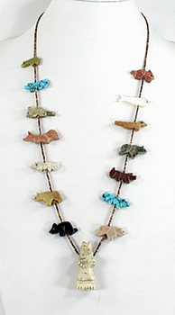 mixed stone animals and heishi necklace 28 inches long