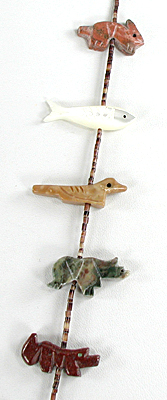 mixed stone animals and heishi necklace 28 inches long