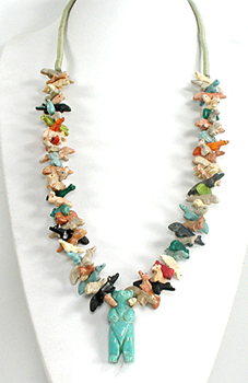 mixed stone animals stacked necklace 32 inches long
