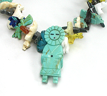 stacked animal necklace with kachina 27 inches long