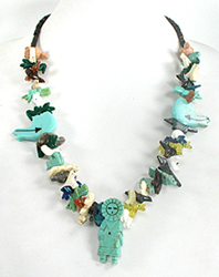 mixed stone animals stacked necklace 27 inches long