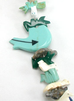 stacked animal necklace with kachina 27 inches long