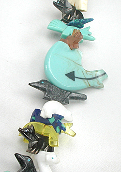 stacked animal necklace with kachina 27 inches long