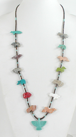 mixed stone animals and heishi necklace 33 inches long