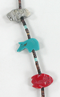 mixed stone animals and heishi necklace 33 inches long