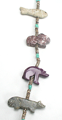 mixed stone animals and heishi necklace 28 inches long
