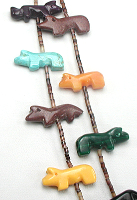 two-strand animal and heishi necklace 29 inches long
