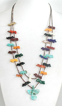 two-strand animal and heishi necklace 29 inches long