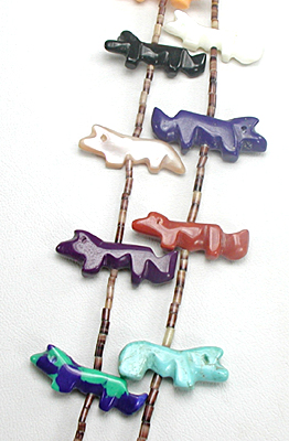 two-strand animal and heishi necklace 29 inches long