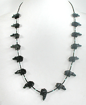 black bears and heishi necklace 28 inches long