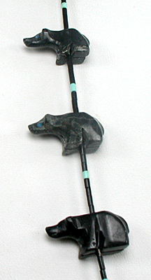 black bears and heishi necklace 28 inches long