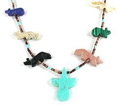 mixed stone animals necklace 29 inches long