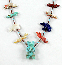mixed stone animals necklace 31 inches long