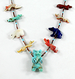 mixed stone animals necklace 29 inches long