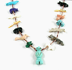 mixed stone animals necklace 29 inches long