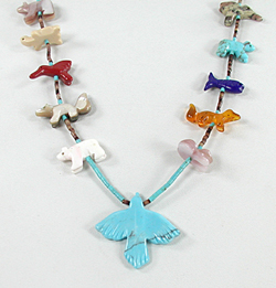 mixed stone animals necklace 28 inches long