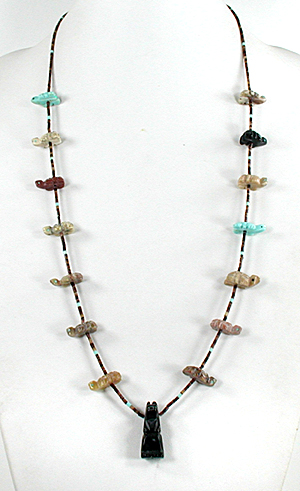 mixed stone turtles and heishi necklace 30 inches long