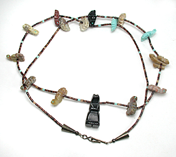 mixed stone turtles and heishi necklace 30 inches long