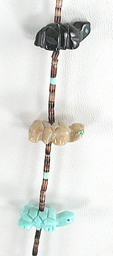 mixed stone turtles and heishi necklace 30 inches long