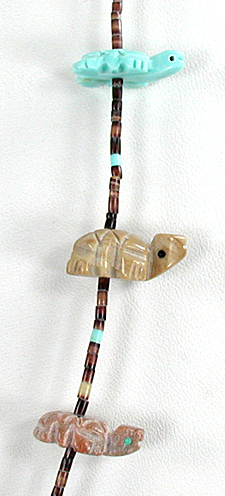 mixed stone turtles and heishi necklace 30 inches long