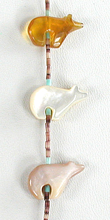 mixed stone bears and heishi necklace 31 inches long