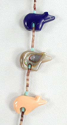 mixed stone bears and heishi necklace 31 inches long