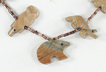 mixed Picasso marble animals and heishi necklace 18 inches long