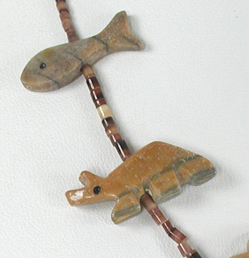 mixed Picasso marble animals and heishi necklace 18 inches long