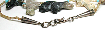 mixed stone bears and heishi necklace 31 inches long