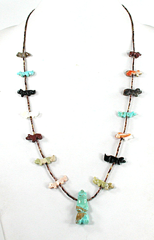 mixed stone animals and heishi necklace 28 inches long
